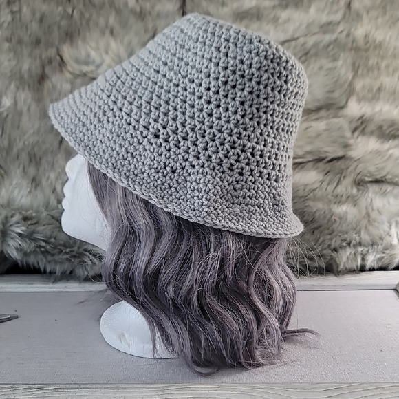 Hand made Gray Crochet Bucket Hat - Picture 2 of 9